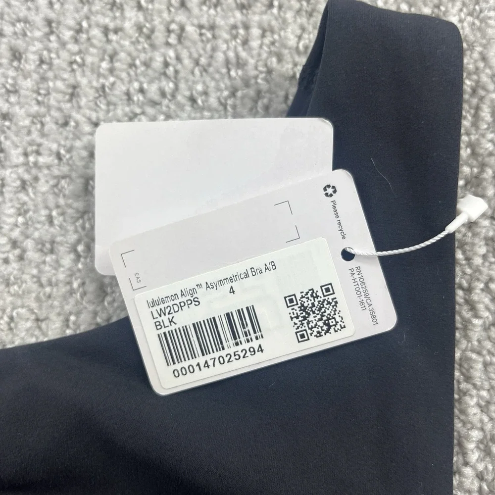 Lululemon Align Asymmetrical Bra A/B Cup Black Women's Size 4 W2DPPS NWT